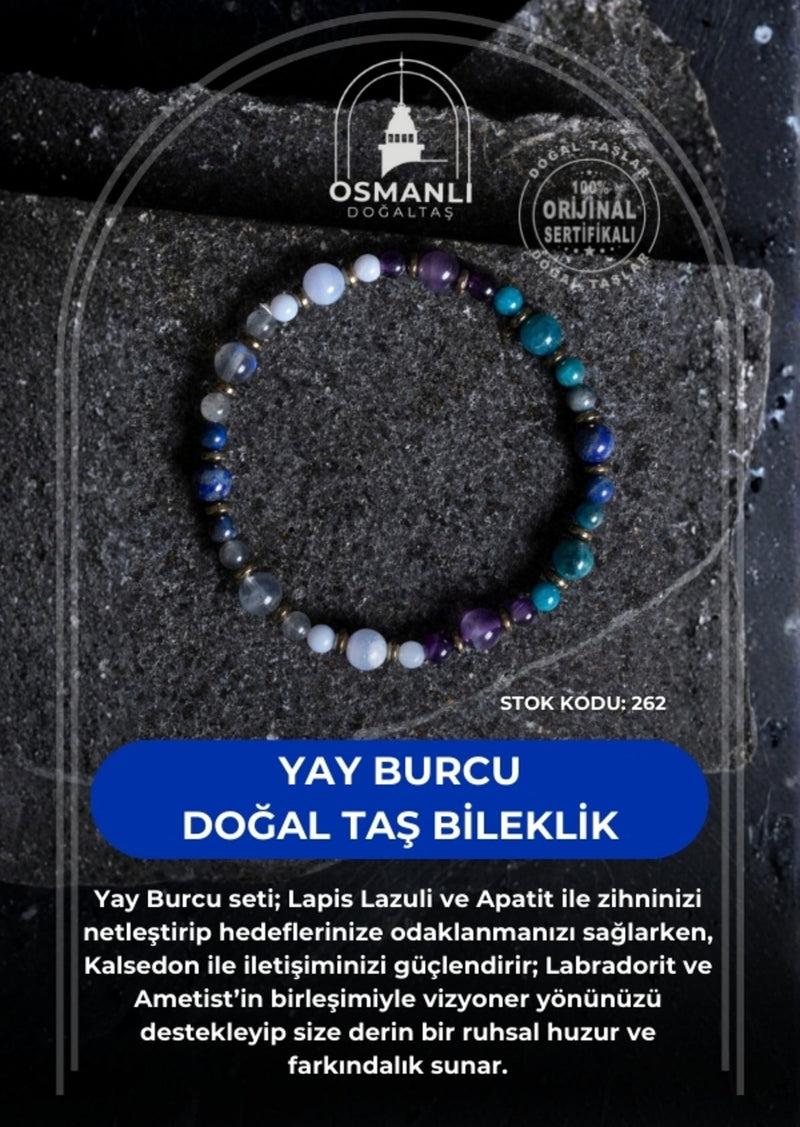 Sertifikalı Yay Burcu Doğal Taş Bileklik (SK:262)