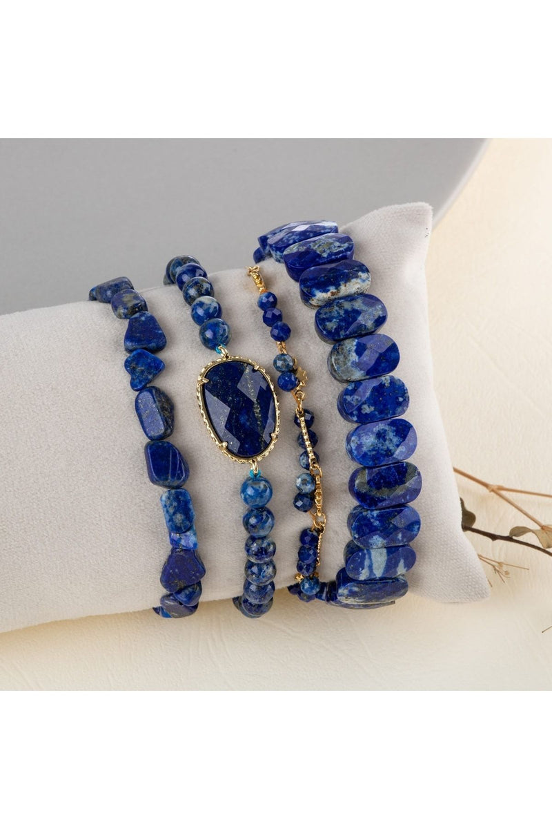 Lapis Lazuli Doğal Taş Kadın Bileklik Seti