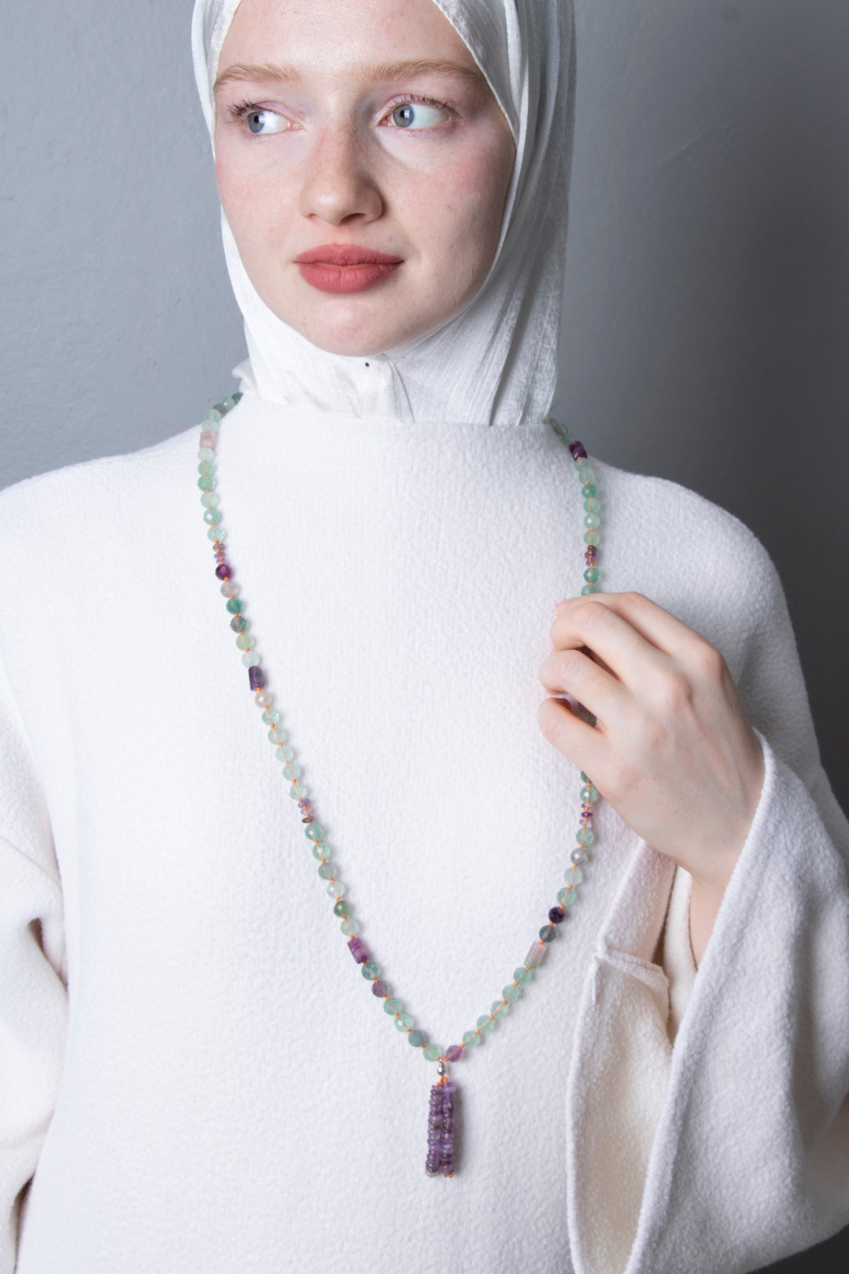 Sertifikalı Florit Elmas Kesim Fasetli Doğal Taş Tesbih Kolye 99luk - 8mm (SK:288)