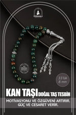 Kan Taşı Doğal Taş Tesbih 33lük - 8mm