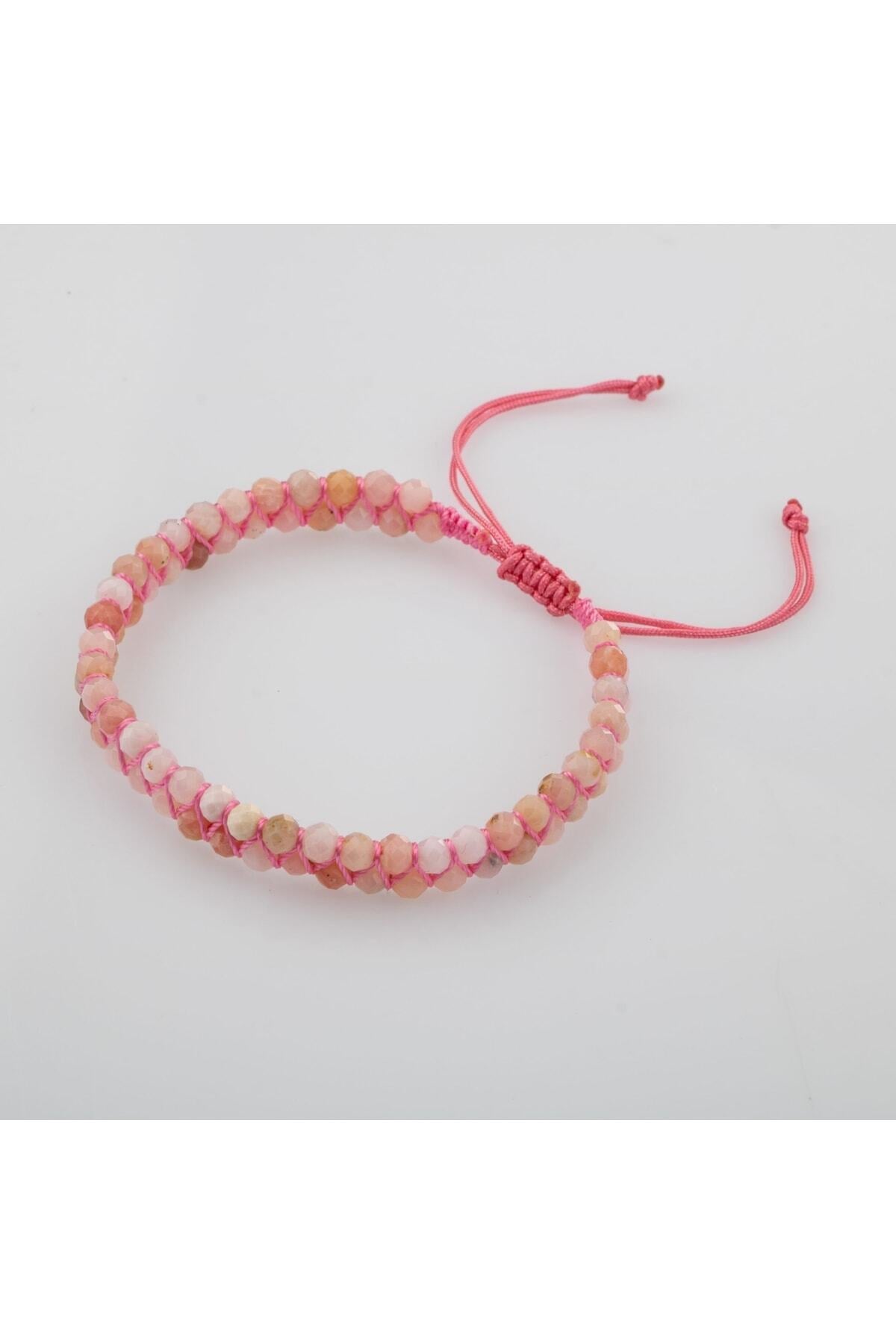 Opal Pembe 3-4mm Çift Sıra Doğal Taş Bileklik