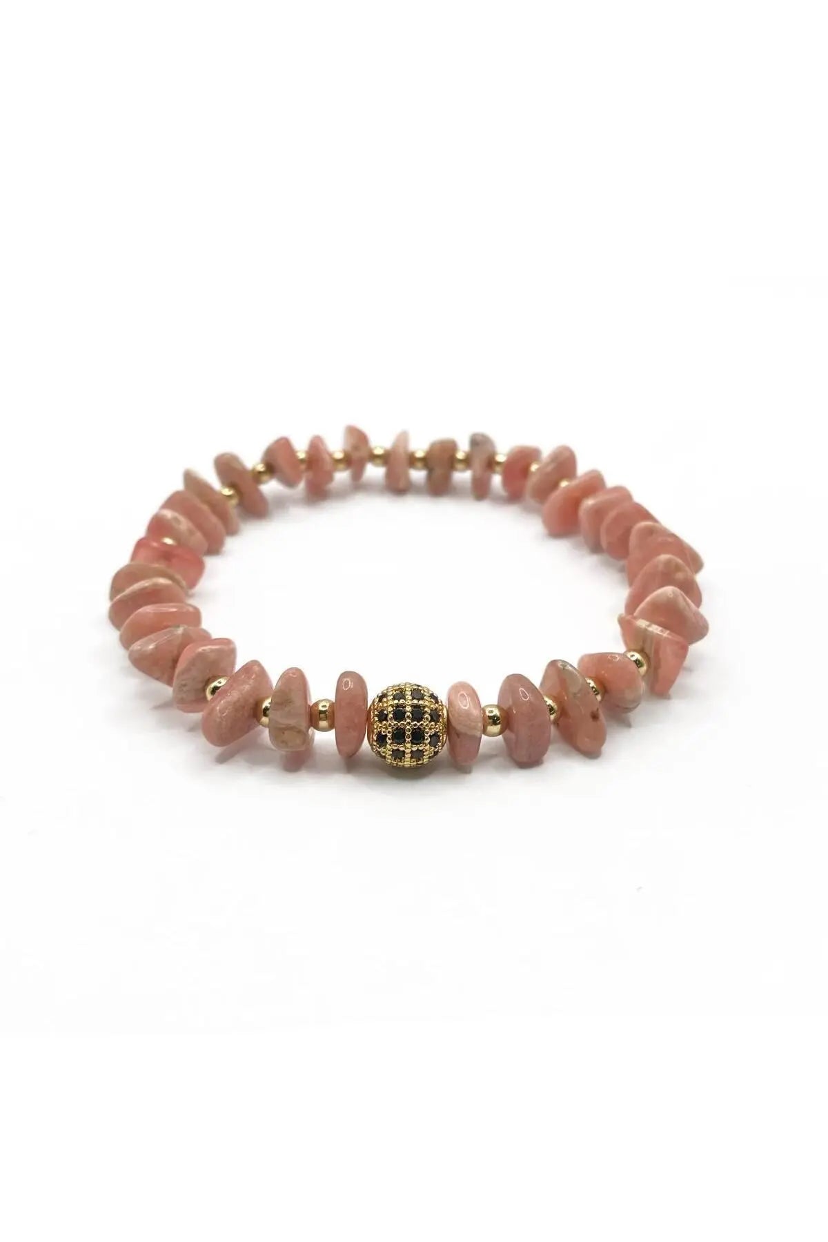 Sertifikalı Hakiki Orijinal Rodokrozit Rondel Kesim Doğal Taş Misinalı Bileklik