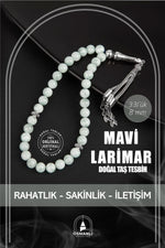 Mavi Larimar Doğal Taş Tesbih 33lük - 8mm