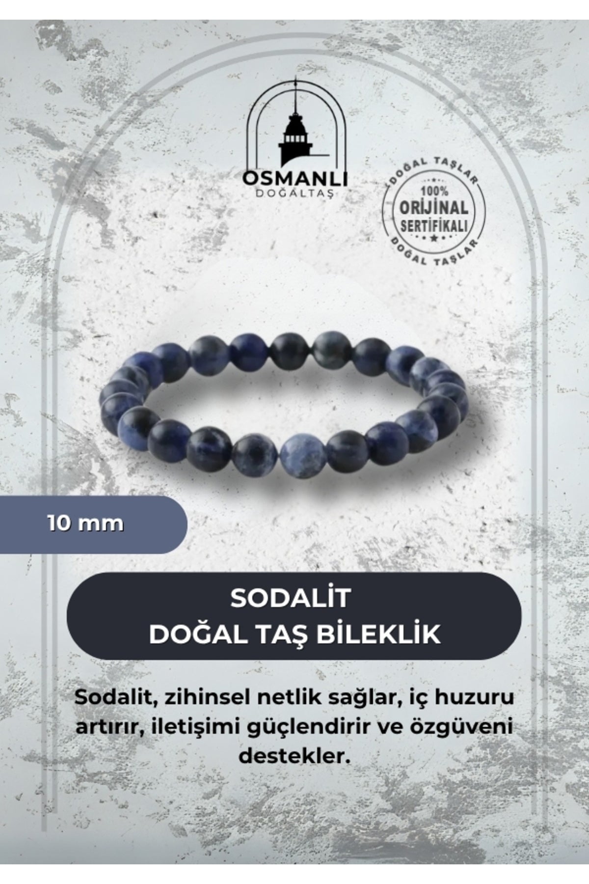 Sodalit 10mm Doğal Taş Bileklik