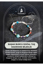 Sertifikalı Başak Burcu Doğal Taş Makrome Bileklik