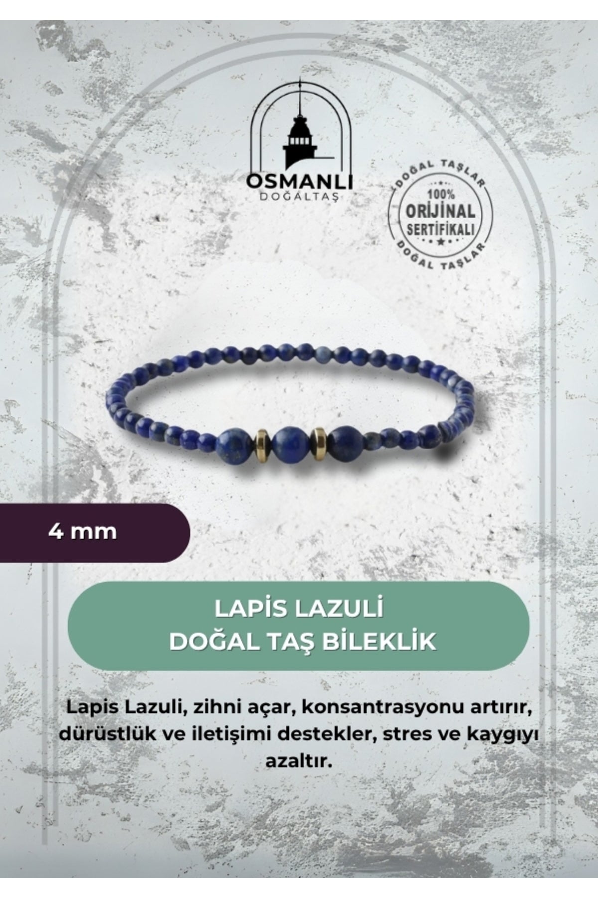 Lapis Lazuli 4mm Doğal Taş Bileklik