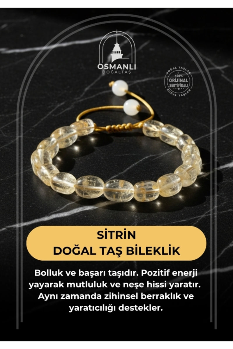 Sitrin Natürel Kesim Doğal Taş Bileklik