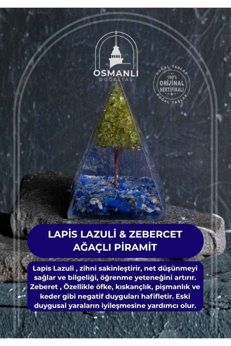Sertifikalı Lapis Lazuli & Zebercet Ağaçlı Piramit