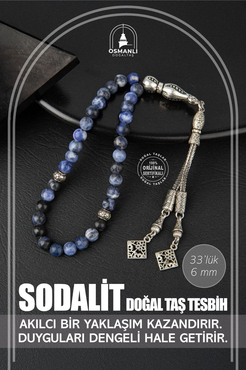 Sodalit Doğal Taş Tesbih 33lük - 6mm