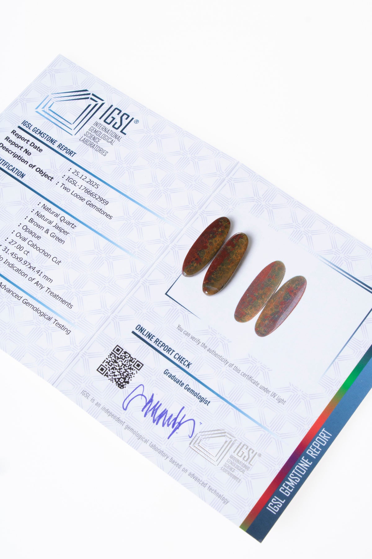 Sertifikalı Jasper Kabaşon (S.K:319)