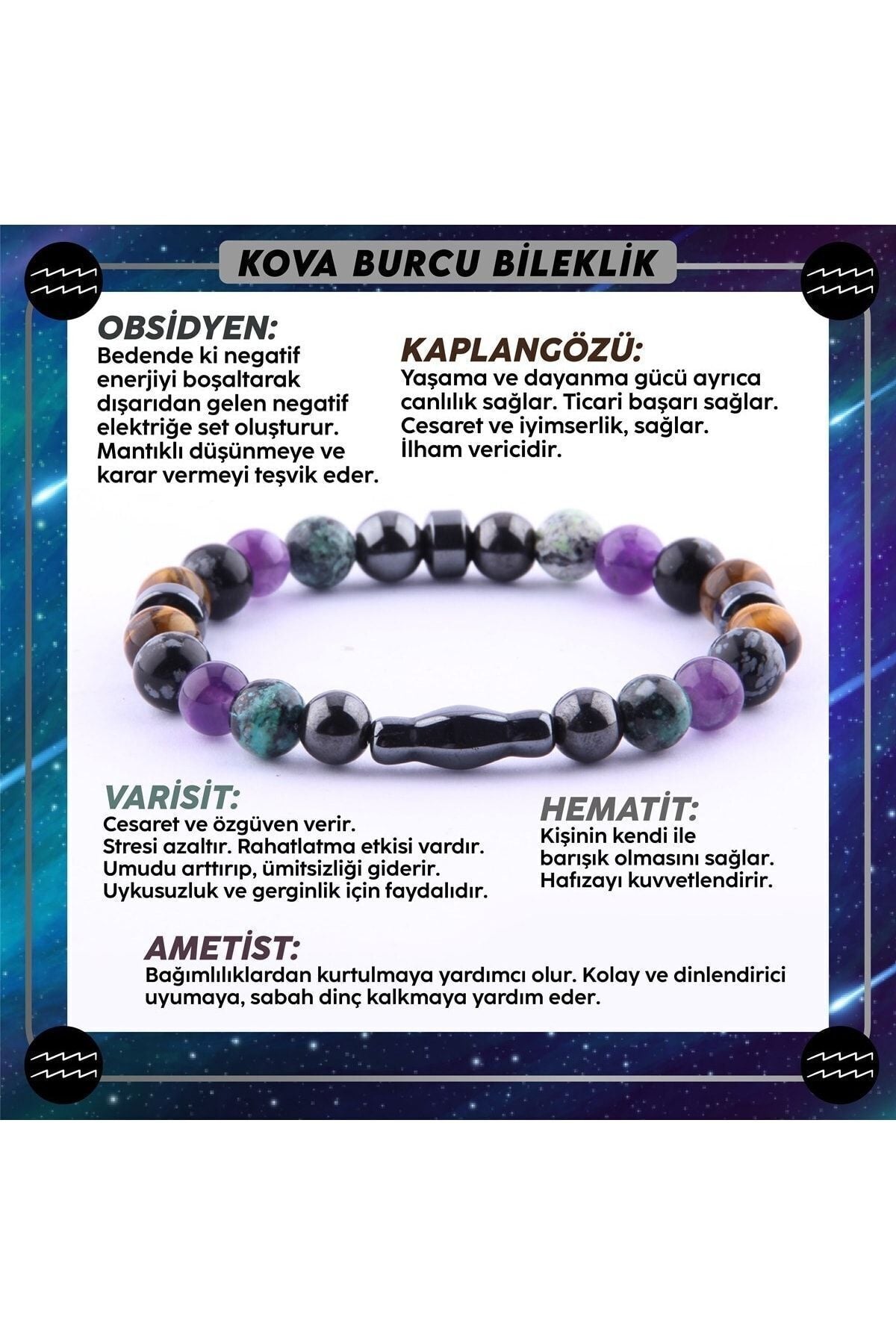 Sertifikalı Kova Burcu Bileklik