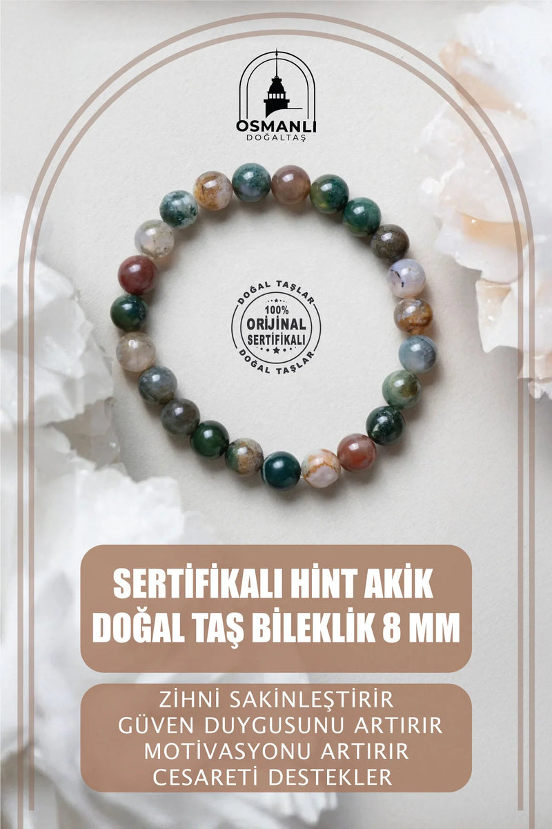 Hint Akiği 8mm Doğal Taş Bileklik