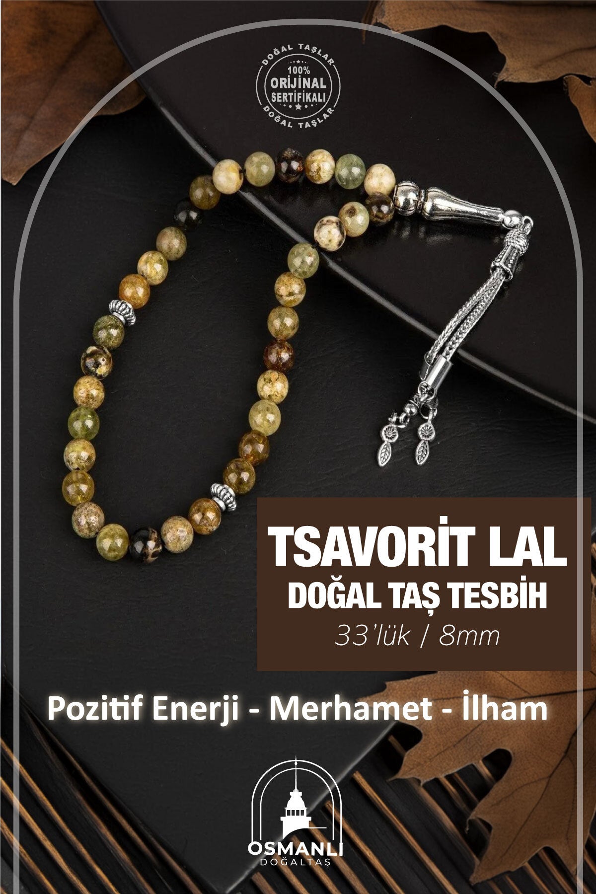 Tsavorit Lal Doğal Taş Tesbih 33lük - 8mm