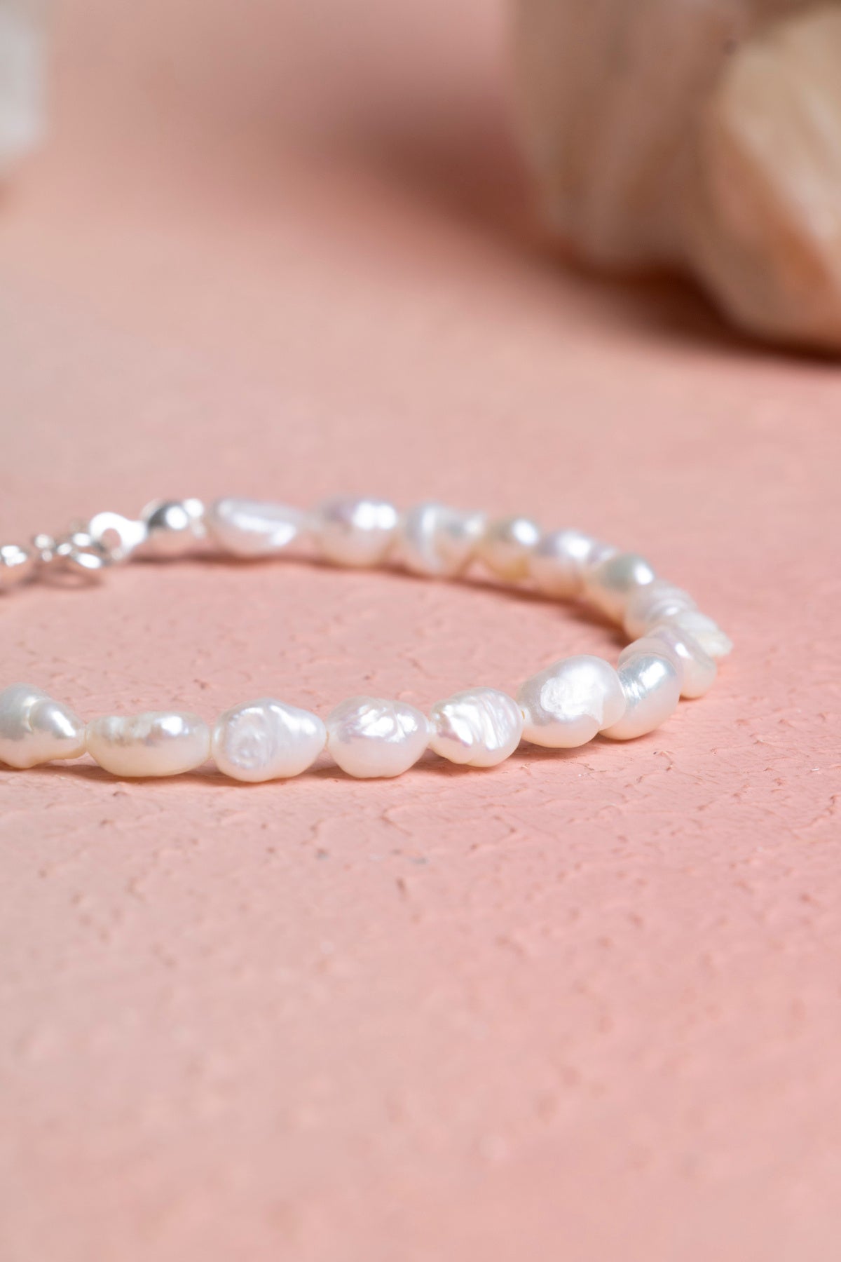 Sertifikalı İnci Gümüş Kapama Doğal Taş Bileklik (SK:390)