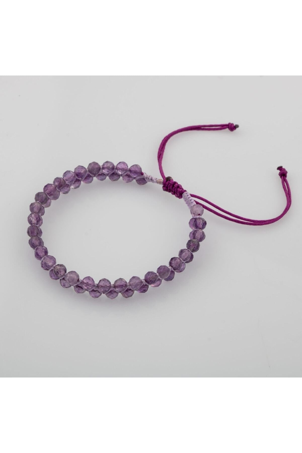 Ametist 3-4mm Çift Sıra Doğal Taş Bileklik