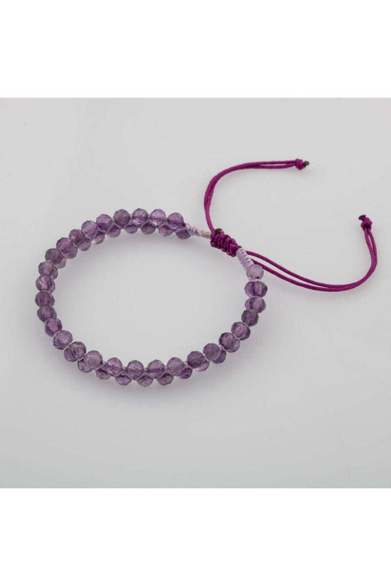 Ametist 3-4mm Çift Sıra Doğal Taş Bileklik