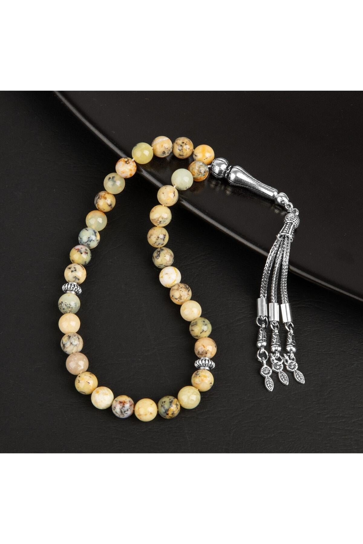 Opal Sarı Doğal Taş Tesbih 33lük - 8mm