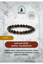 Kaplan Gözü 8mm Doğal Taş Bileklik