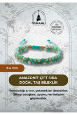 Amazonit 3-4mm Çift Sıra Doğal Taş Bileklik