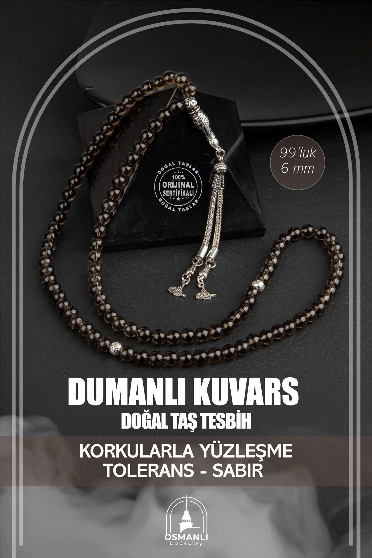 Dumanlı Kuvars Doğal Taş Tesbih 99luk - 6mm