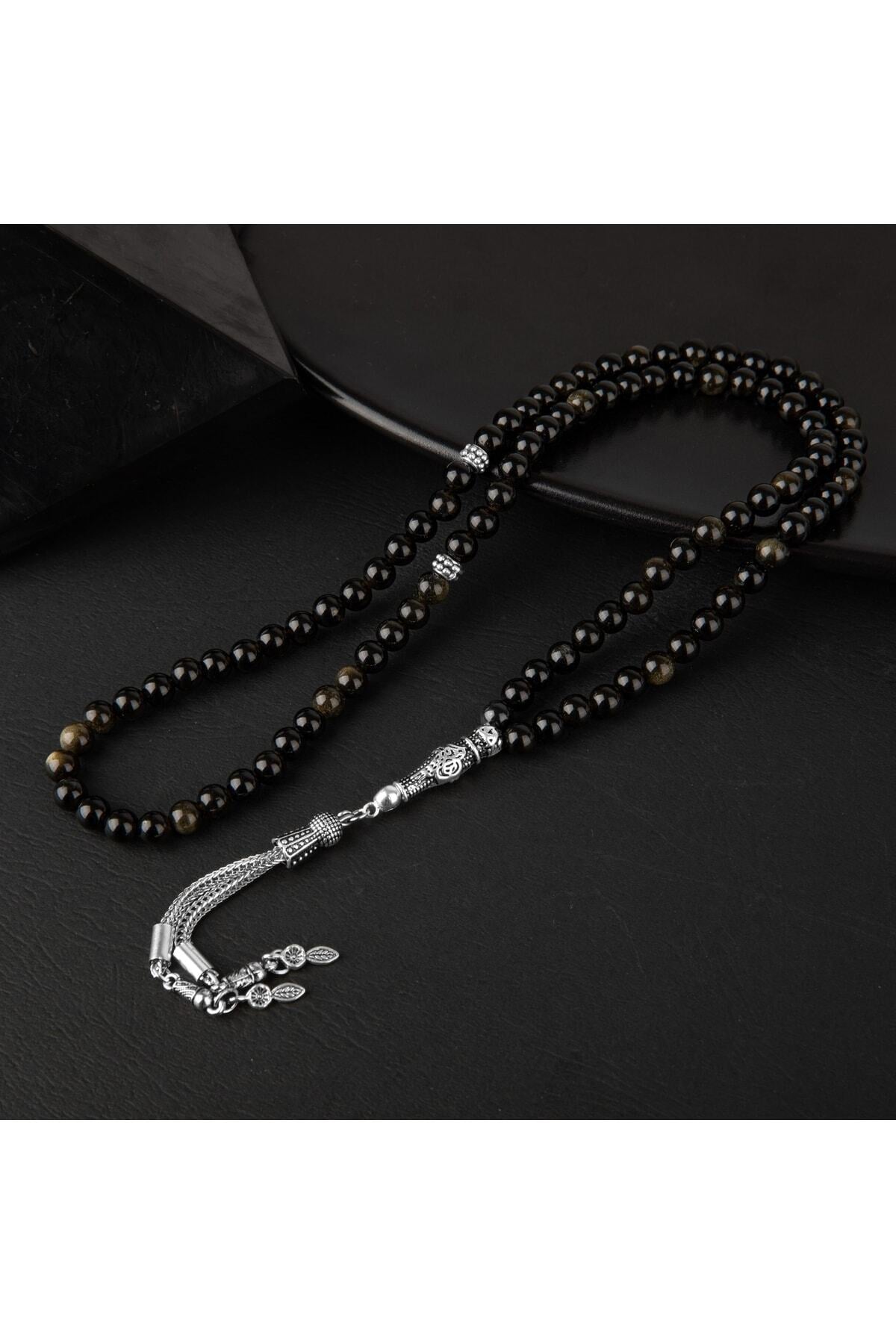 Golden Obsidyen Doğal Taş Tesbih 99luk - 6mm