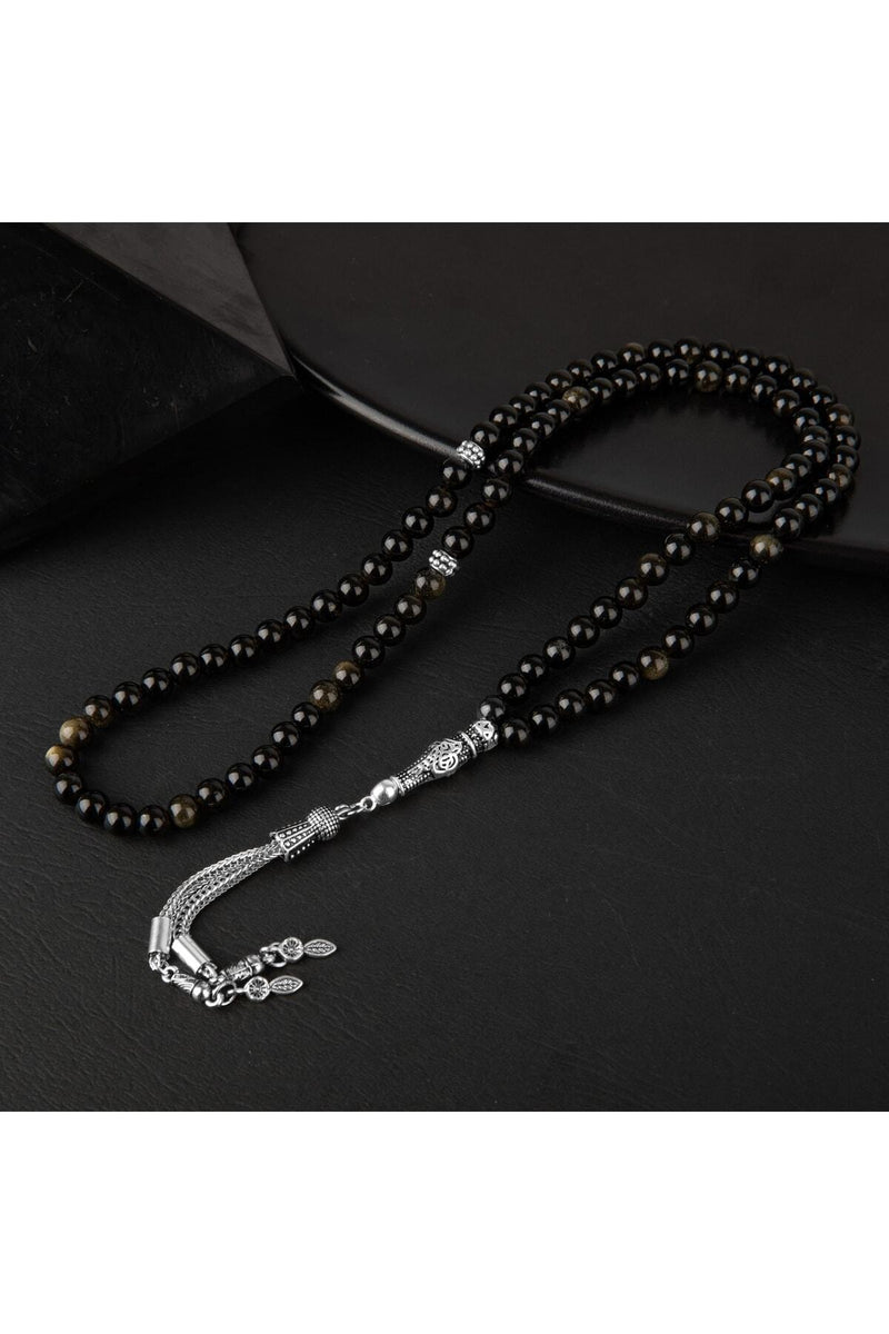 Golden Obsidyen Doğal Taş Tesbih 99luk - 6mm