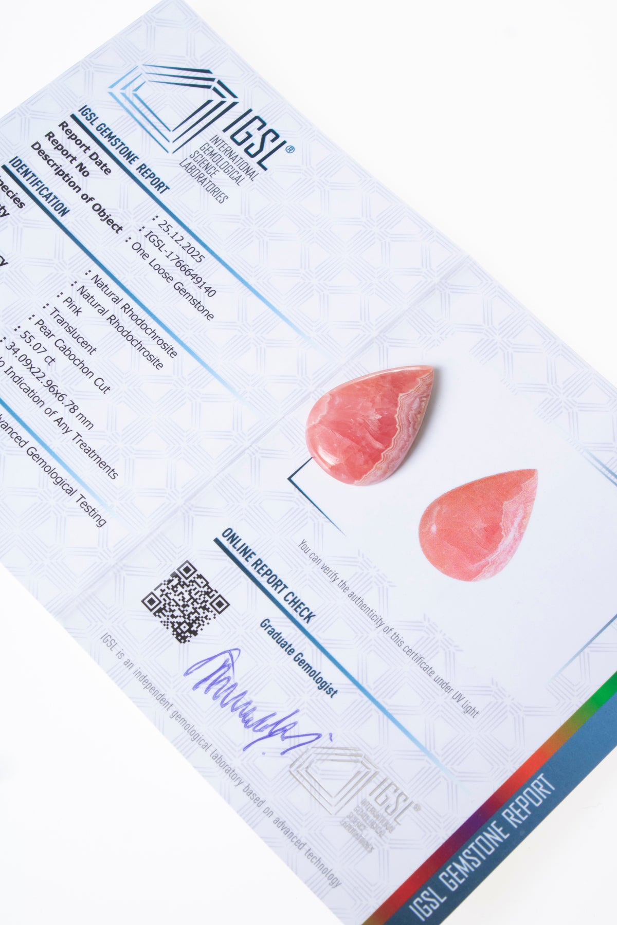 Sertifikalı Damla Rodokrozit Kabaşon (S.K:313)