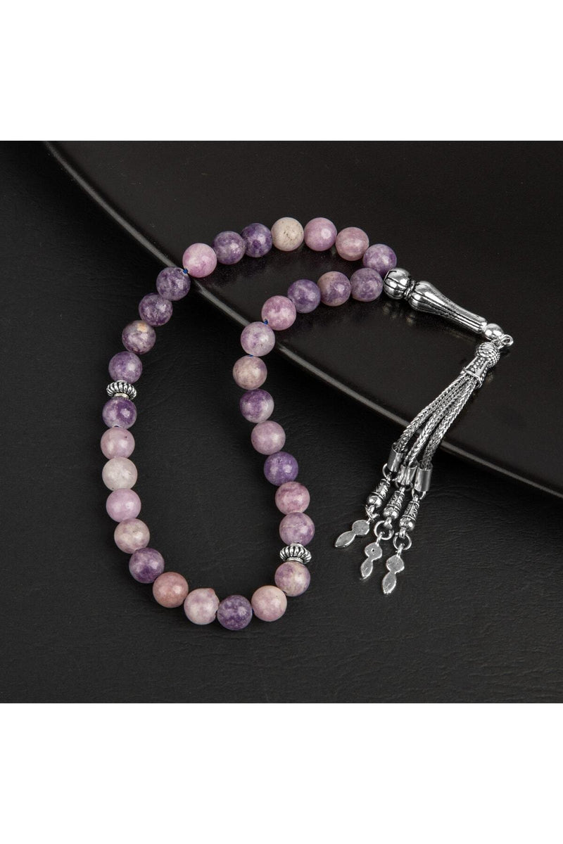 Lepidolit Doğal Taş Tesbih 33lük - 8mm