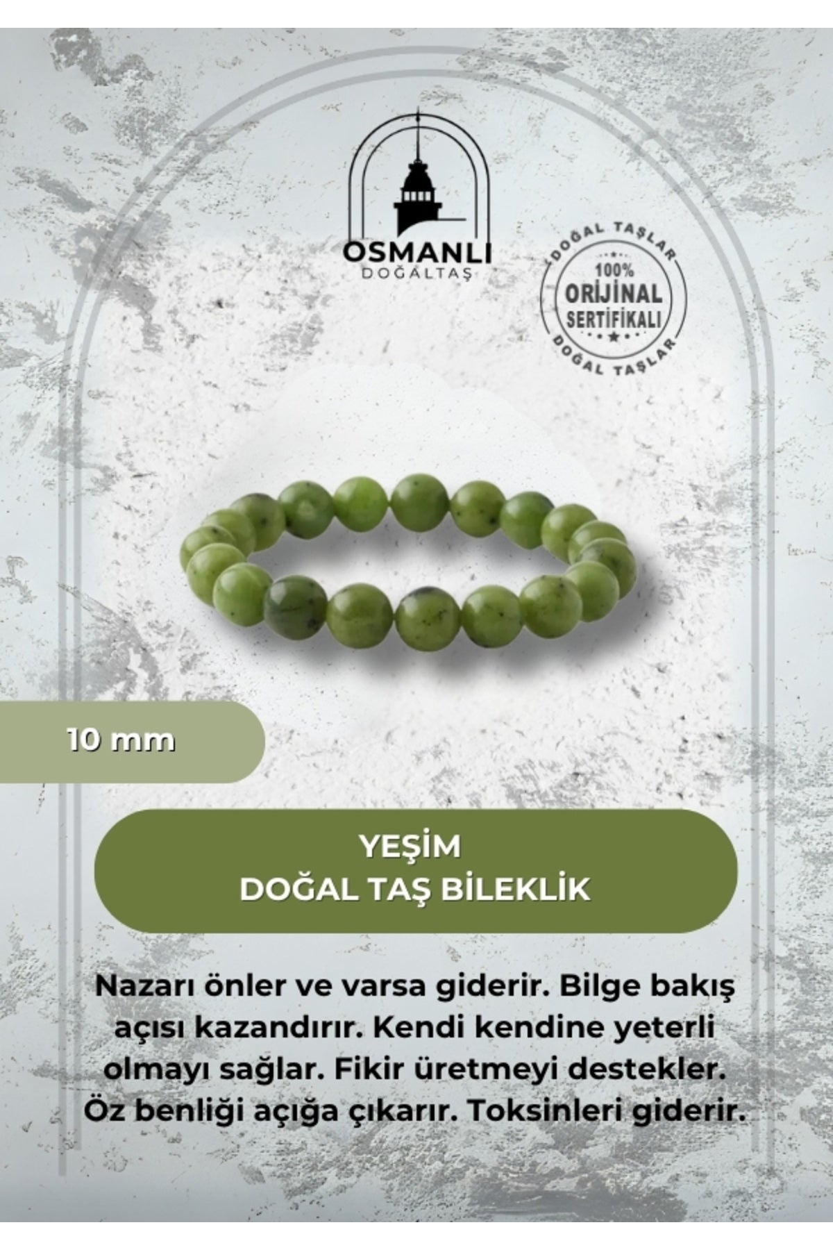 Yeşim 10mm Doğal Taş Bileklik