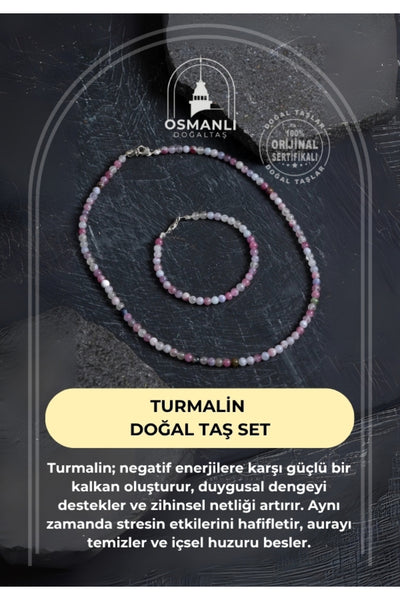 Sertifikalı Turmalin Doğal Taş Set