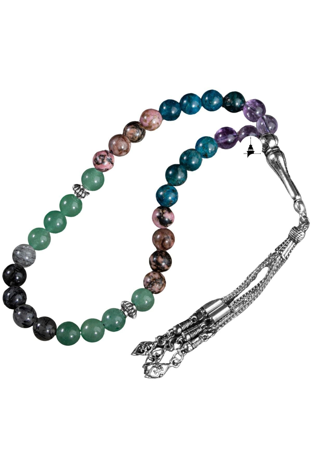 Boğa Burcu Tesbih Ametrin, Mavi Apatit, Rodonit, Rutilli Kuvars, Yeşil Aventurin