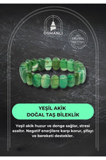 Yeşil Akik Doğal Taş Geniş Kesim Bileklik