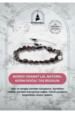 Bordo Granat Lal Natürel Kesim Doğal Taş Bileklik