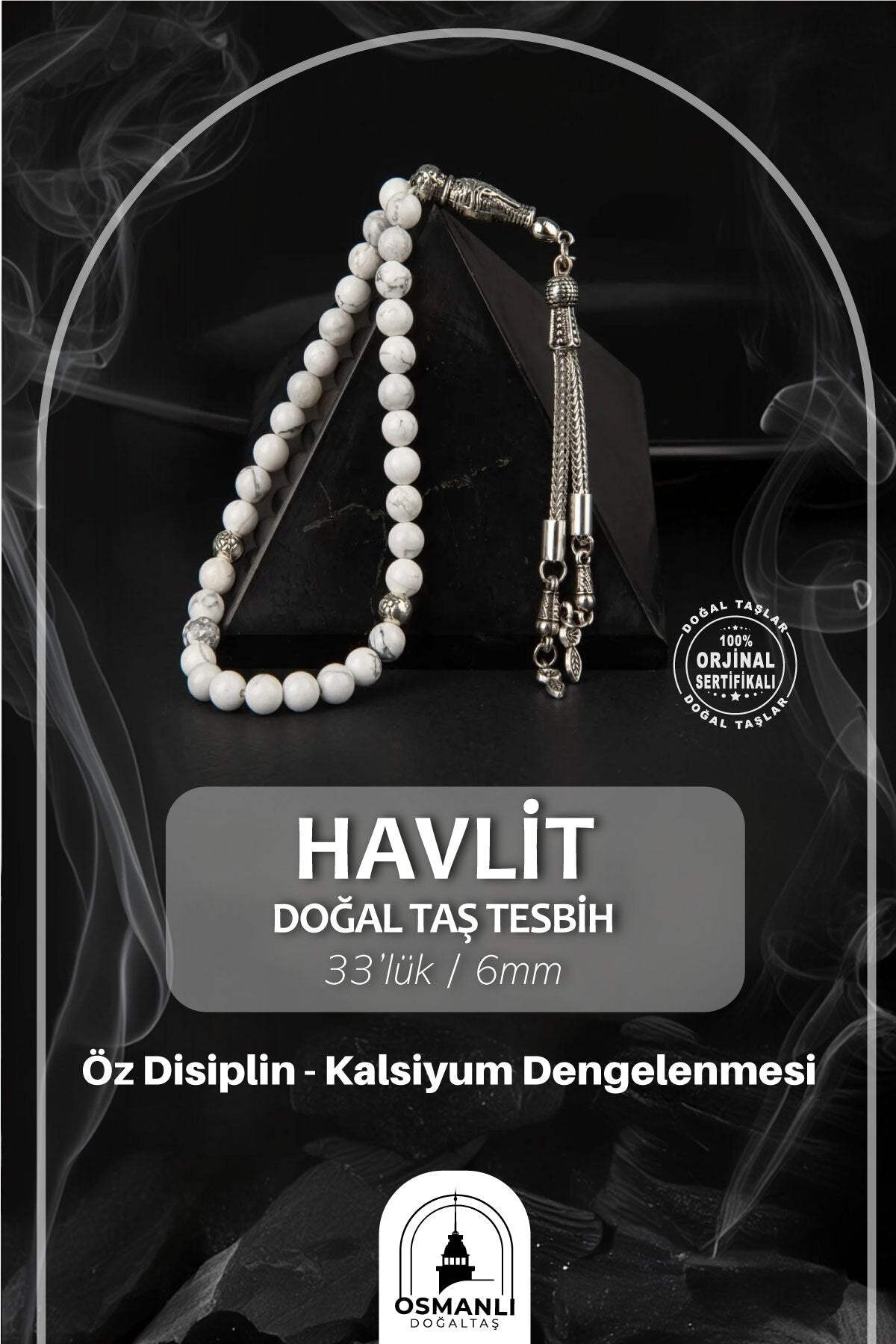 Havlit Doğal Taş Tesbih 33lük - 6mm