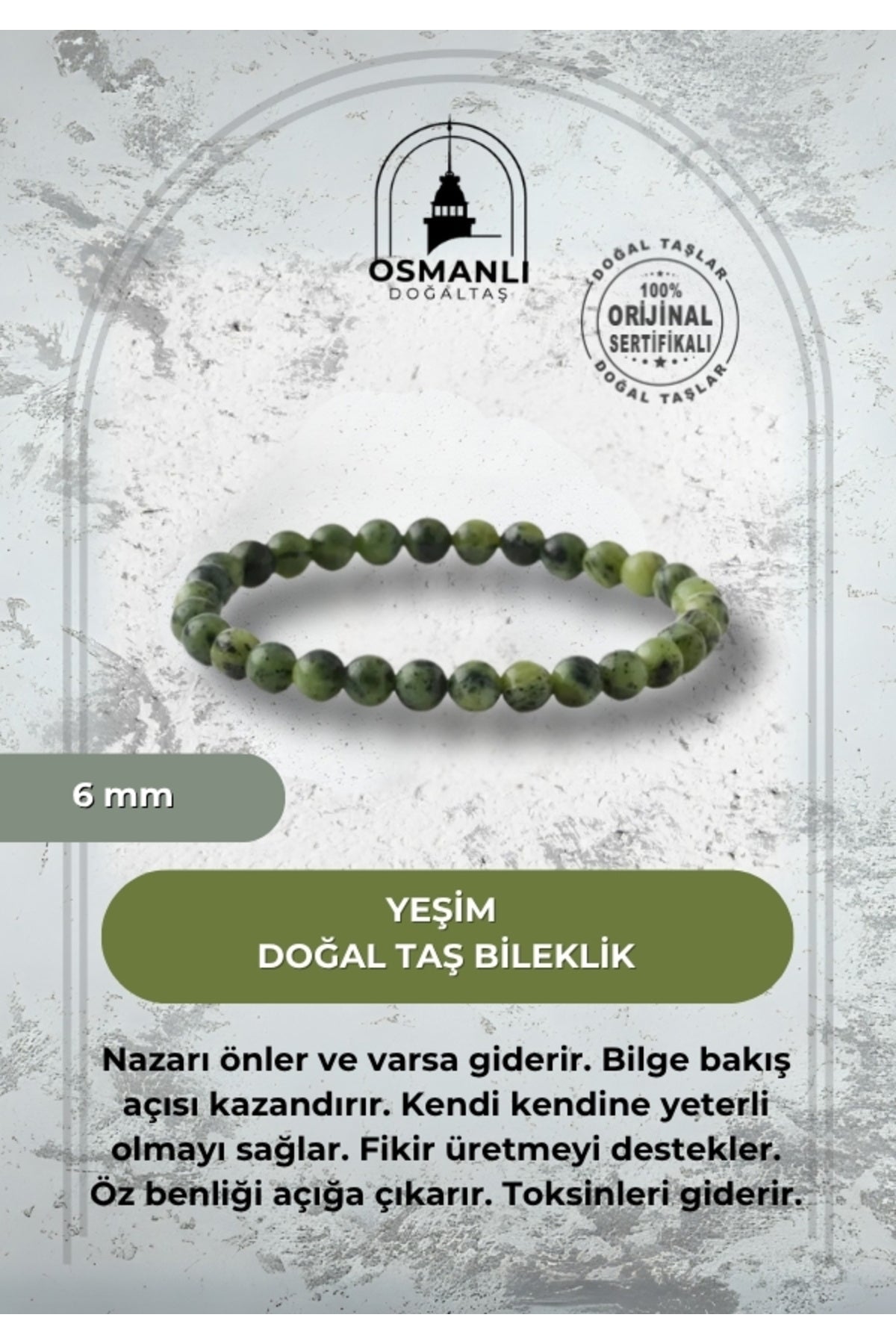 Yeşim 6mm Doğal Taş Bileklik