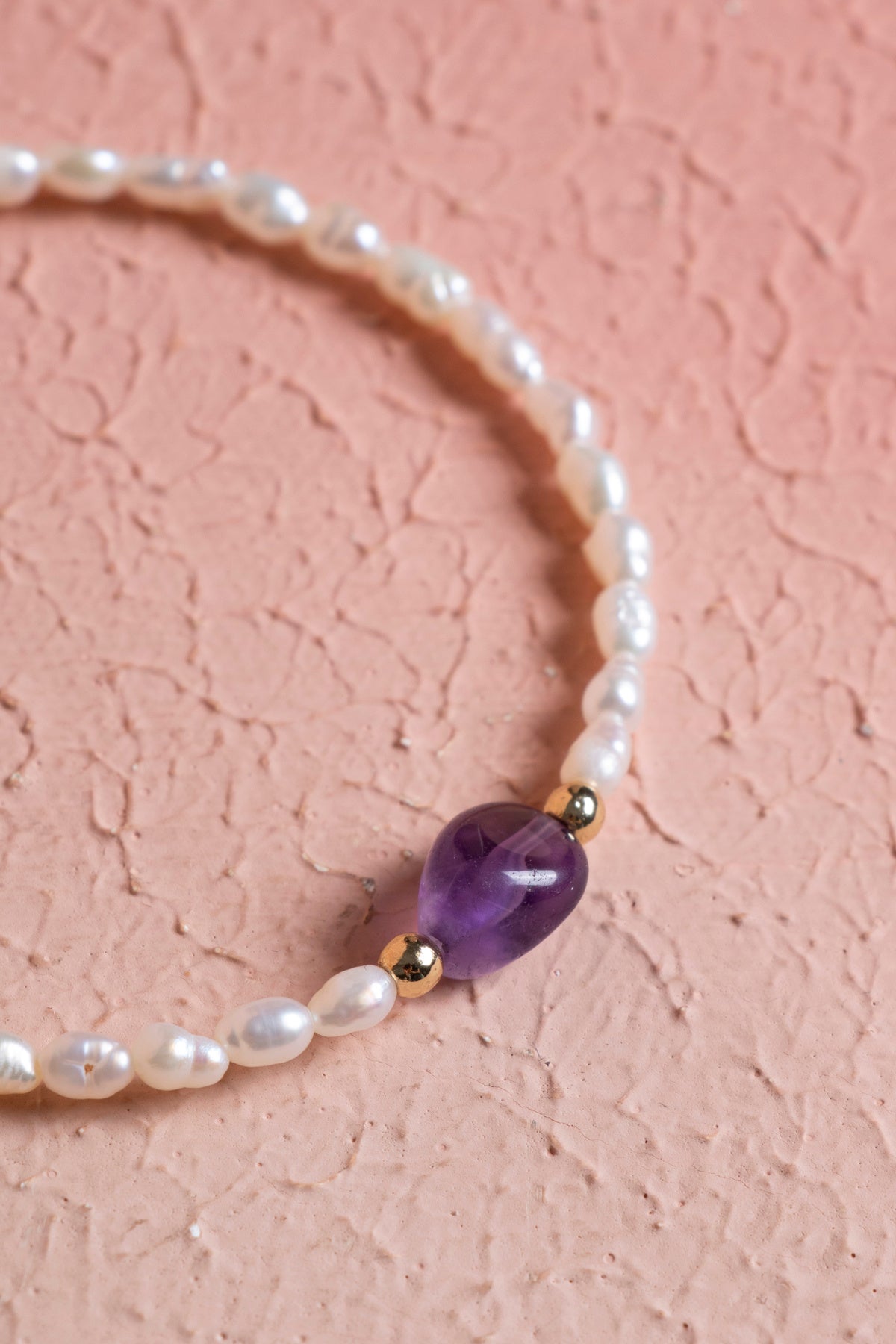 Sertifikalı İnci, Ametist Gümüş Kapama Doğal Taş Bileklik (SK:065)