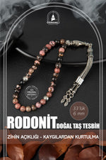 Rodonit Doğal Taş Tesbih 33lük - 6mm