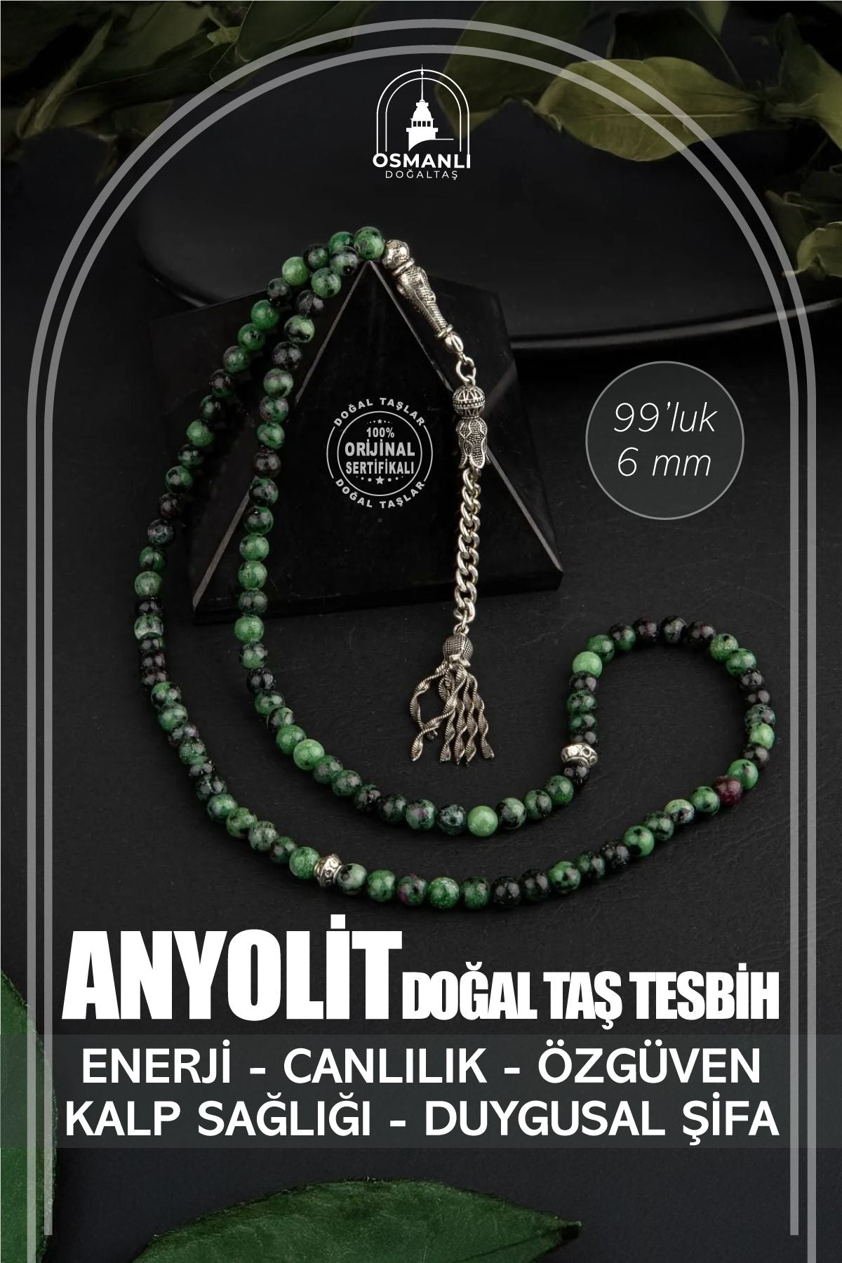 Anyolit Doğal Taş Tesbih 99luk - 6mm