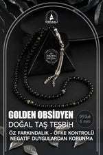 Golden Obsidyen Doğal Taş Tesbih 99luk - 6mm