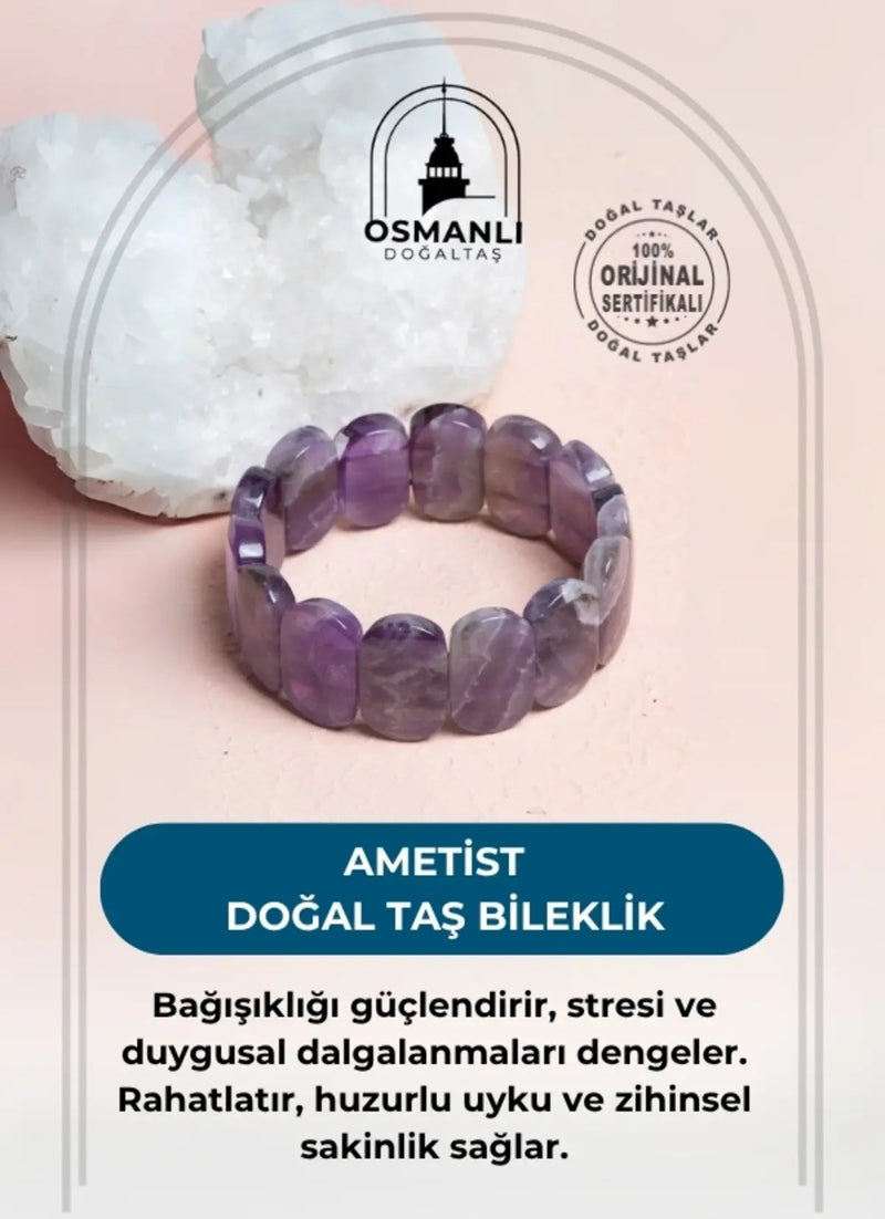 Ametist Doğal Taş Geniş Kesim Roleks Bileklik