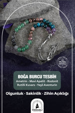 Boğa Burcu Tesbih Ametrin, Mavi Apatit, Rodonit, Rutilli Kuvars, Yeşil Aventurin