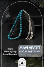Mavi Apatit Doğal Taş Tesbih 33lük - 6mm