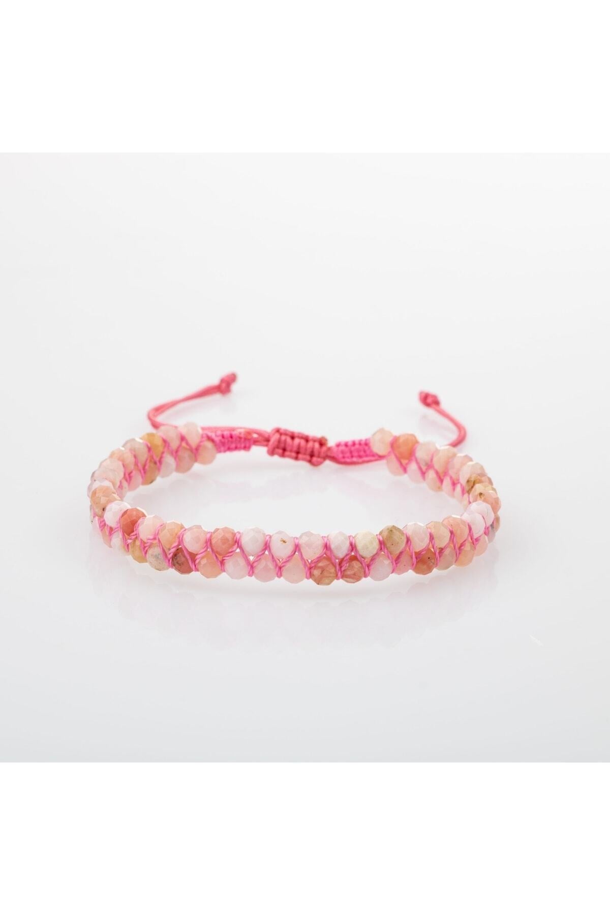 Opal Pembe 3-4mm Çift Sıra Doğal Taş Bileklik