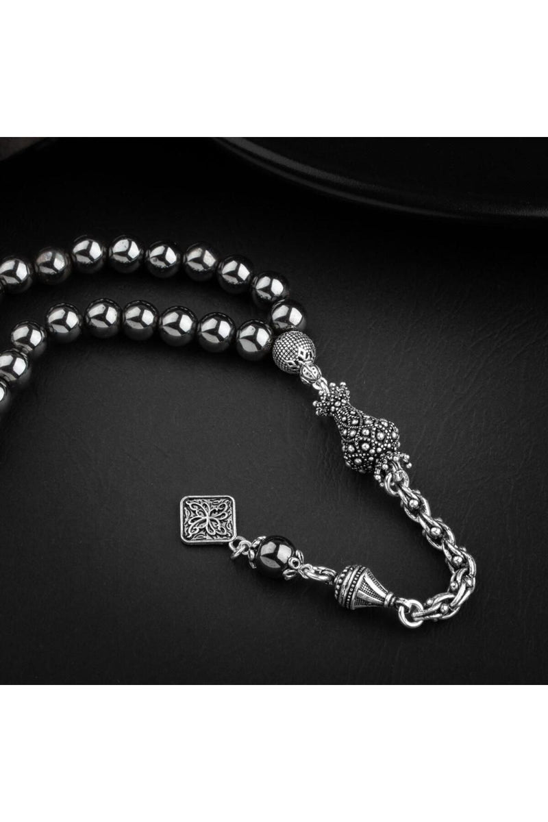 Hematit Doğal Taş 8mm Gümüş İmameli Tesbih