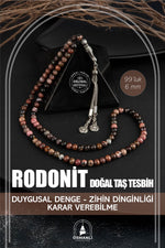 Rodonit Doğal Taş Tesbih 99luk - 6mm