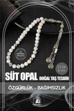Süt Opal Doğal Taş Tesbih 33lük - 6mm
