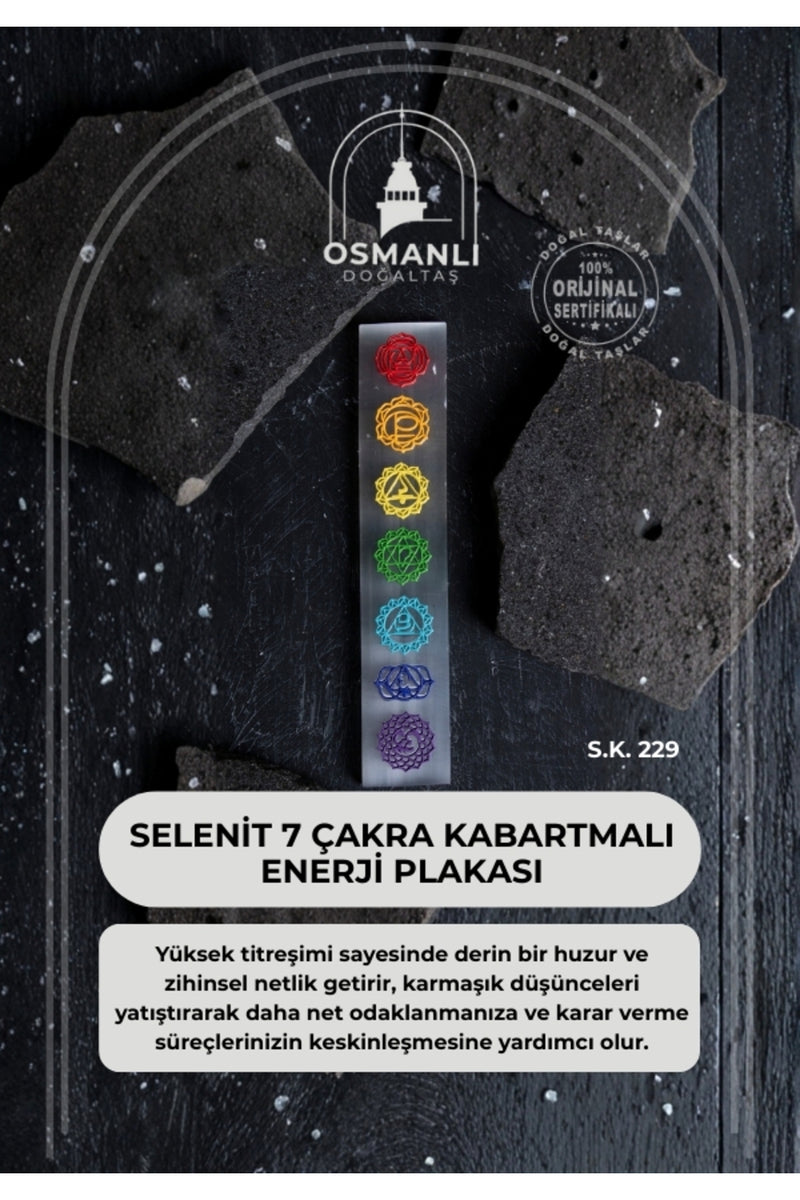 Selenit 7 Çakra Kabartmalı Enerji Plakası (S.K. 229)