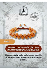Turuncu Aventurin 8mm Çift Sıra Makrome Doğal Taş Bileklik