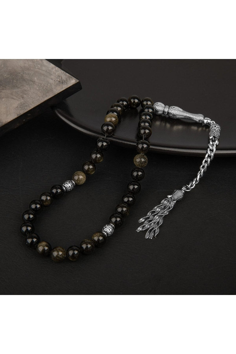 Golden Obsidyen Doğal Taş Tesbih 33lük - 8mm