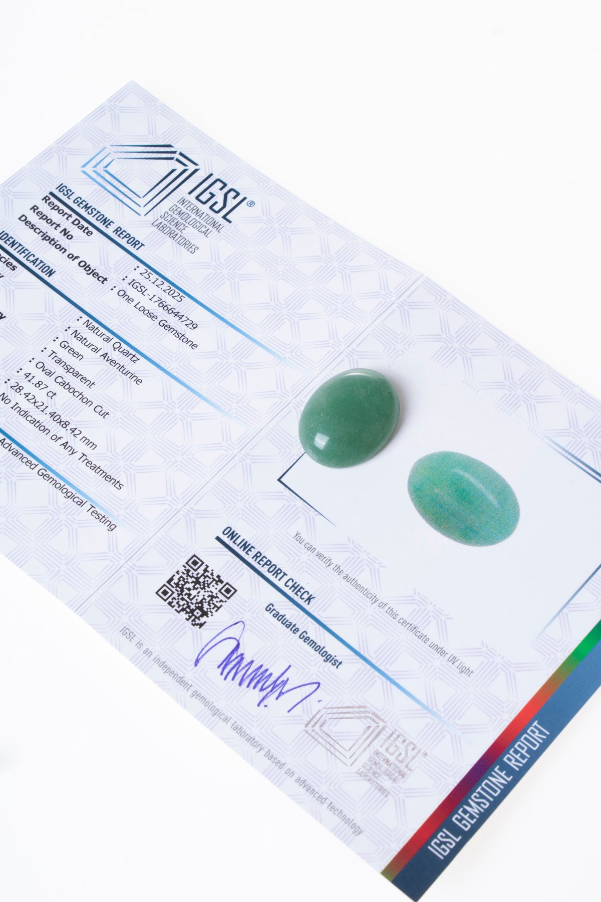 Sertifikalı Oval Aventurin Kabaşon (S.K:339)
